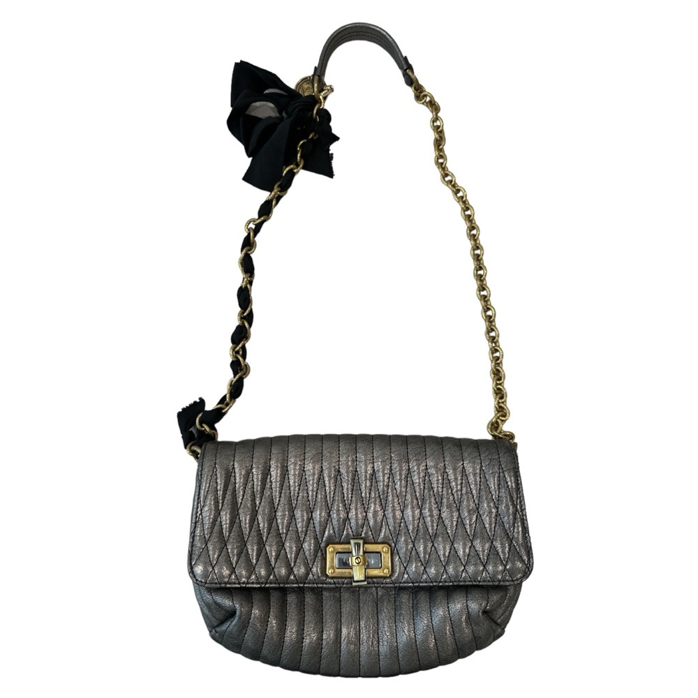 Lanvin Silver Leather Happy Bag